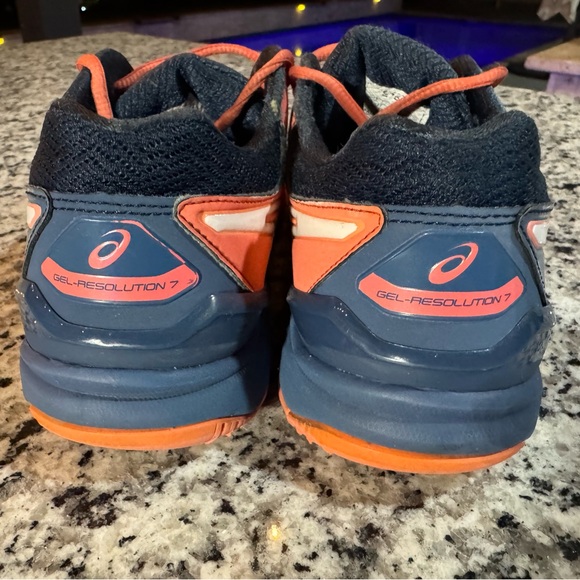 Asics Gel resolution 7 Coral and Deep Blue Sneakers - Picture 4 of 7